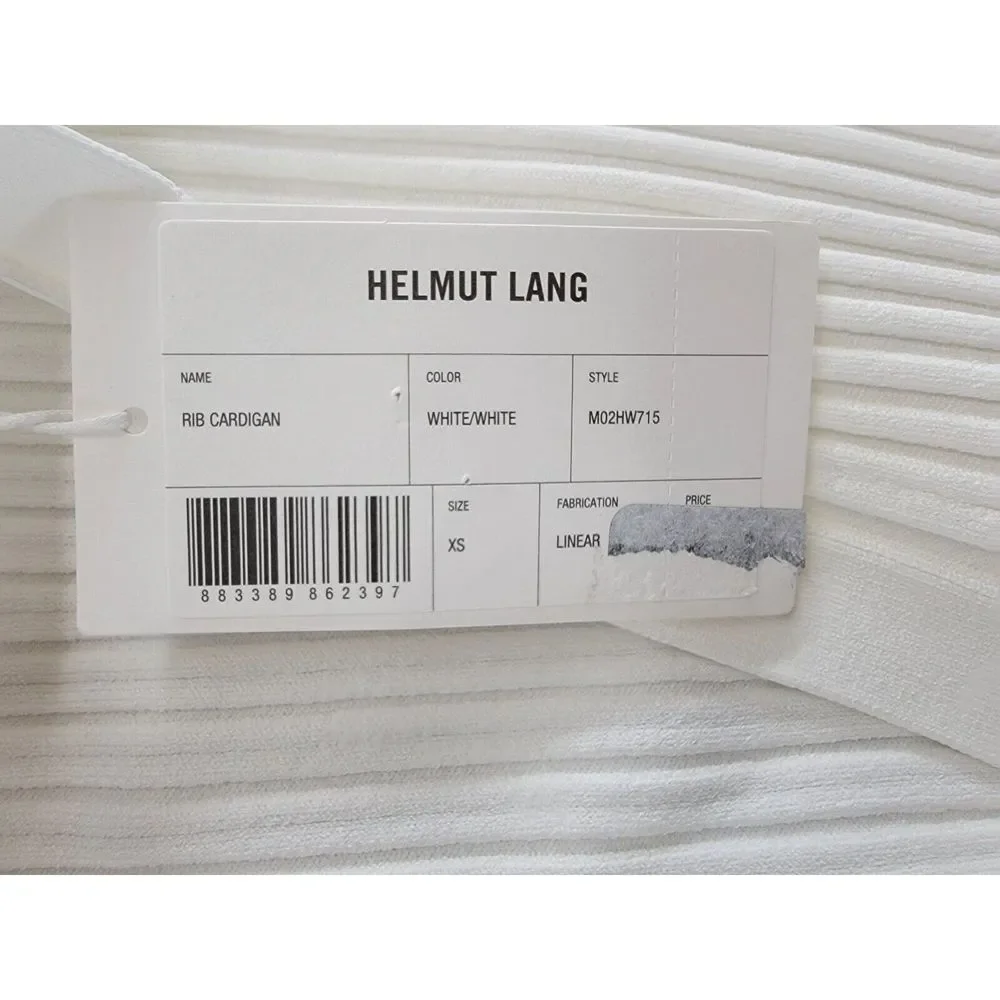 Helmut Lang Collared Rib Knit Cardigan Women's XS White Long Sleeve Button Front - Picture 15 of 15